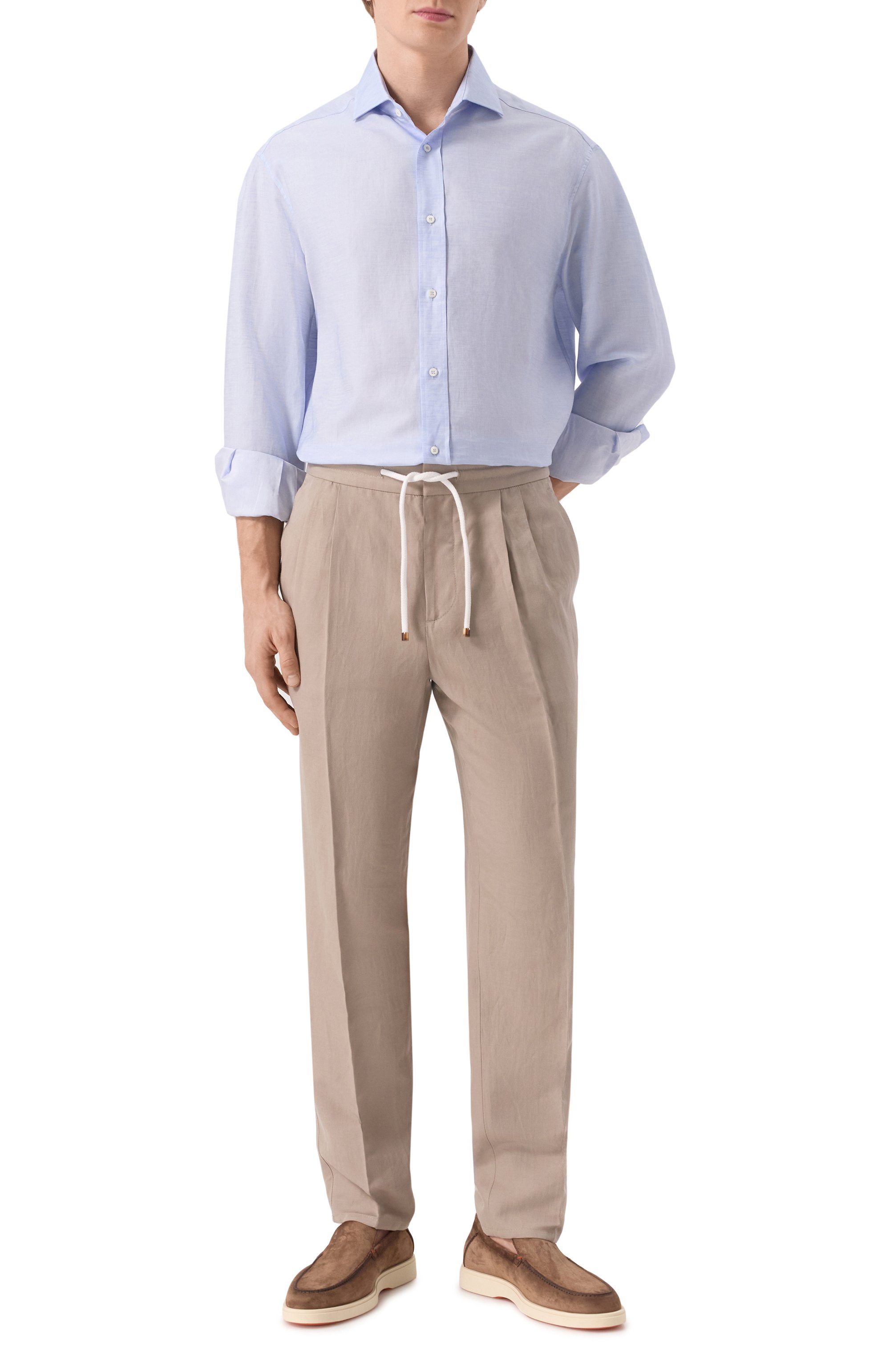 Рубашка из хлопка и льна BRUNELLO CUCINELLI, арт. MR6250028, фото 2