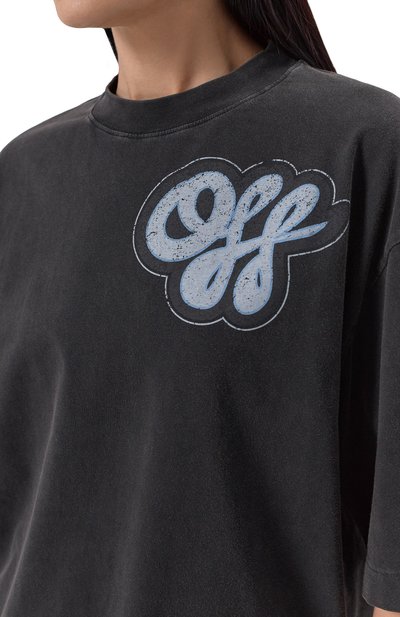 Хлопковая футболка OFF-WHITE черного цвета по цене 49950 руб., арт. 0WAA134S25JER0030742, фото 5 Хлопковая футболка OFF-WHITE, арт. 0WAA134S25JER0030742, фото 5