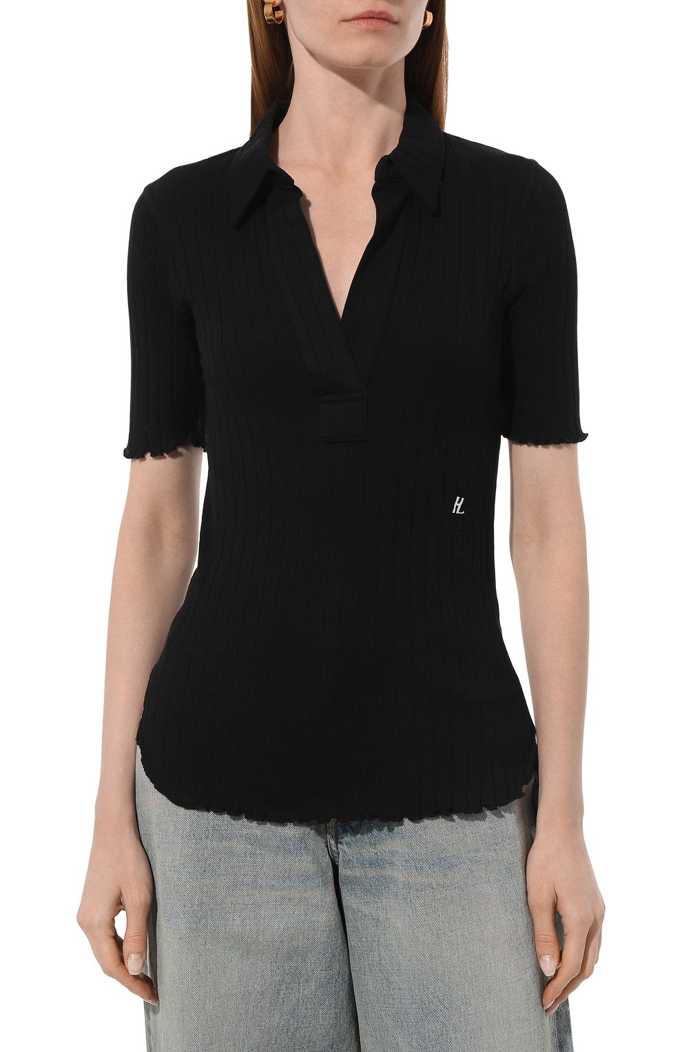 Хлопковой пуловер HELMUT LANG черного цвета по цене 22300 руб., арт. K04DW502, фото 3 Хлопковой пуловер HELMUT LANG, арт. K04DW502, фото 3