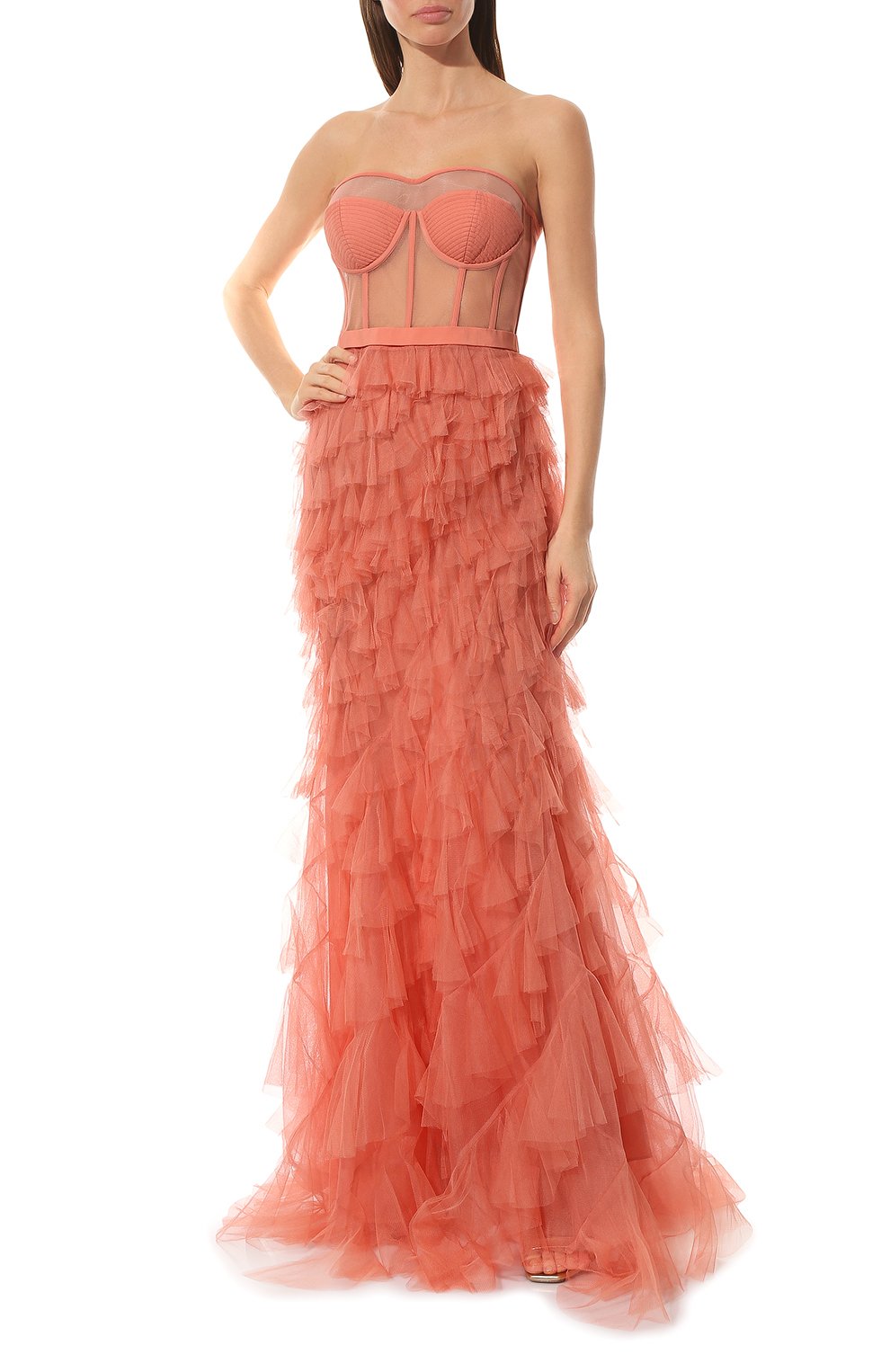 Шелковое платье ALEXANDER MCQUEEN кораллового цвета по цене 1140000 руб., арт. 688892/QZAFB, фото 2 Шелковое платье ALEXANDER MCQUEEN, арт. 688892/QZAFB, фото 2