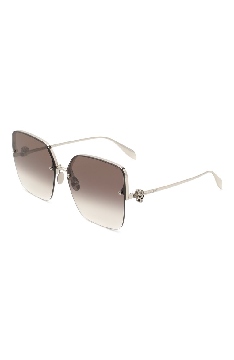 Женские солнцезащитные очки ALEXANDER MCQUEEN серебряного цвета, арт. AM0271S-001 | Фото 1 (Тип очков: С/з; Материал: Металл; Региональные ограничения белый список (Axapta Mercury): Не проставлено; Нос: Не проставлено; Очки форма: Квадратные; Оптика Гендер: оптика-женское)