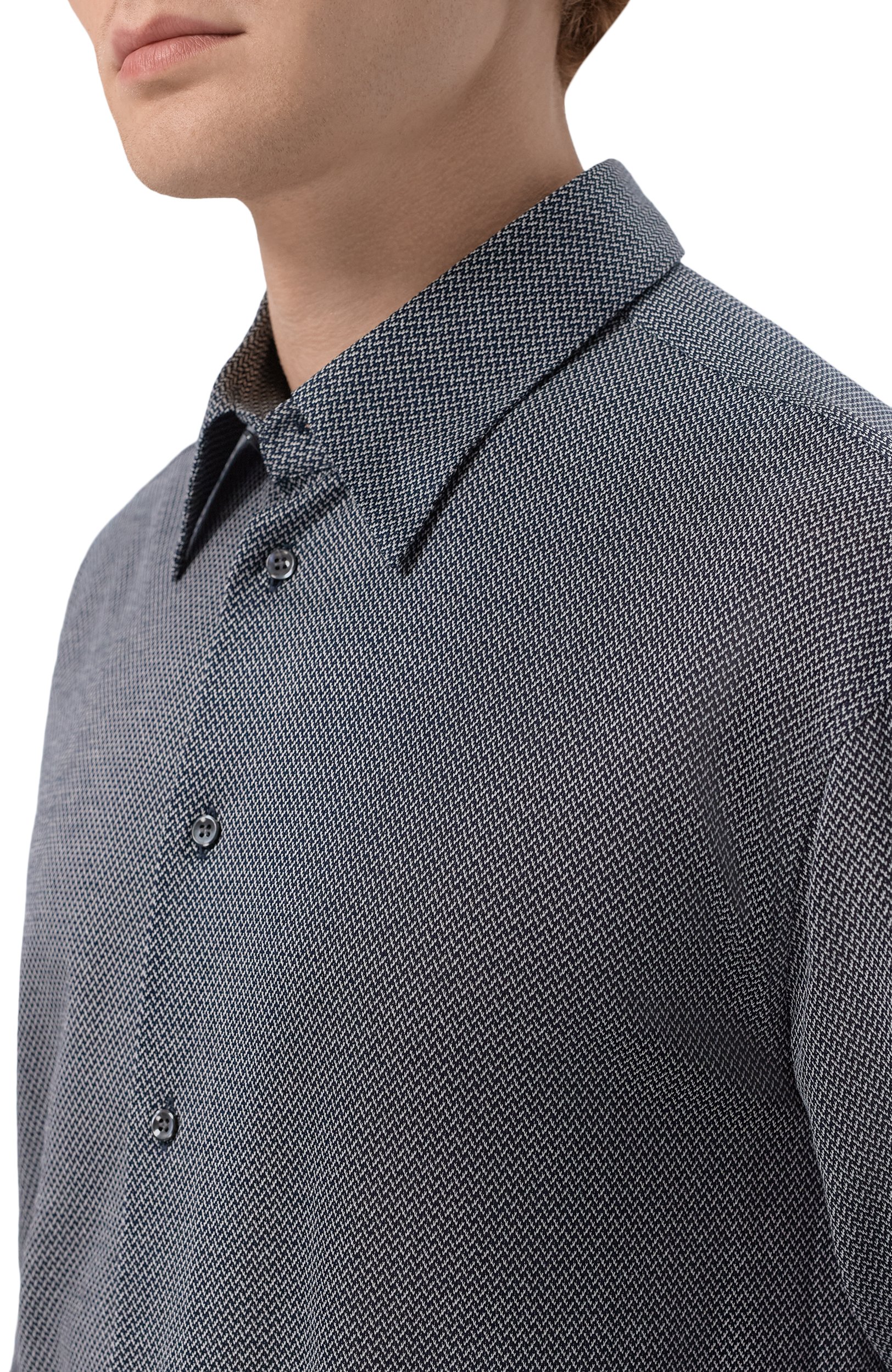 Хлопковая рубашка GIORGIO ARMANI темно-синего цвета по цене 99800 руб., арт. GM004664/TE23925, фото 5 Хлопковая рубашка GIORGIO ARMANI, арт. GM004664/TE23925, фото 5