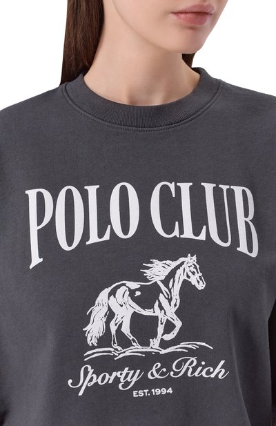 Хлопковый свитшот SPORTY AND RICH серого цвета по цене 25750 руб., арт. ST07165261BA02, фото 5 Хлопковый свитшот SPORTY AND RICH, арт. ST07165261BA02, фото 5