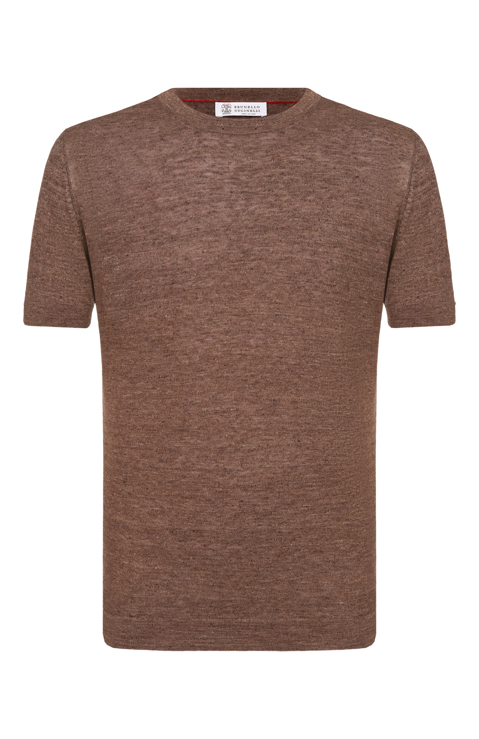 Футболка изо льна и хлопка BRUNELLO CUCINELLI коричневого цвета по цене 94600 руб., арт. M2L00340, фото 1 Футболка изо льна и хлопка BRUNELLO CUCINELLI, арт. M2L00340, фото 1