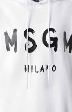 Женский хлопковое худи MSGM белого цвета, арт. 2000MDM515/300000 | Фото 6 (Материал сплава: Проставлено; Драгоценные камни: Проставлено; Рукава: Длинные; Длина (для топов): Стандартные; Стили: Кэжуэл; Женское Кросс-КТ: Худи-одежда; Материал внешний: Хлопок)