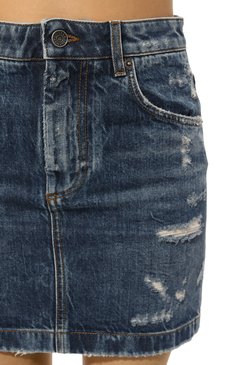 Женская джинсовая юбка DOLCE & GABBANA синего цвета, арт. F4CPKD/G8KR1 | Фото 5 (Материал сплава: Проставлено; Длина Ж (юбки, платья, шорты): Мини; Драгоценные камни: Проставлено; Материал внешний: Хлопок, Деним; Кросс-КТ: Деним, костюм; Стили: Гранж)