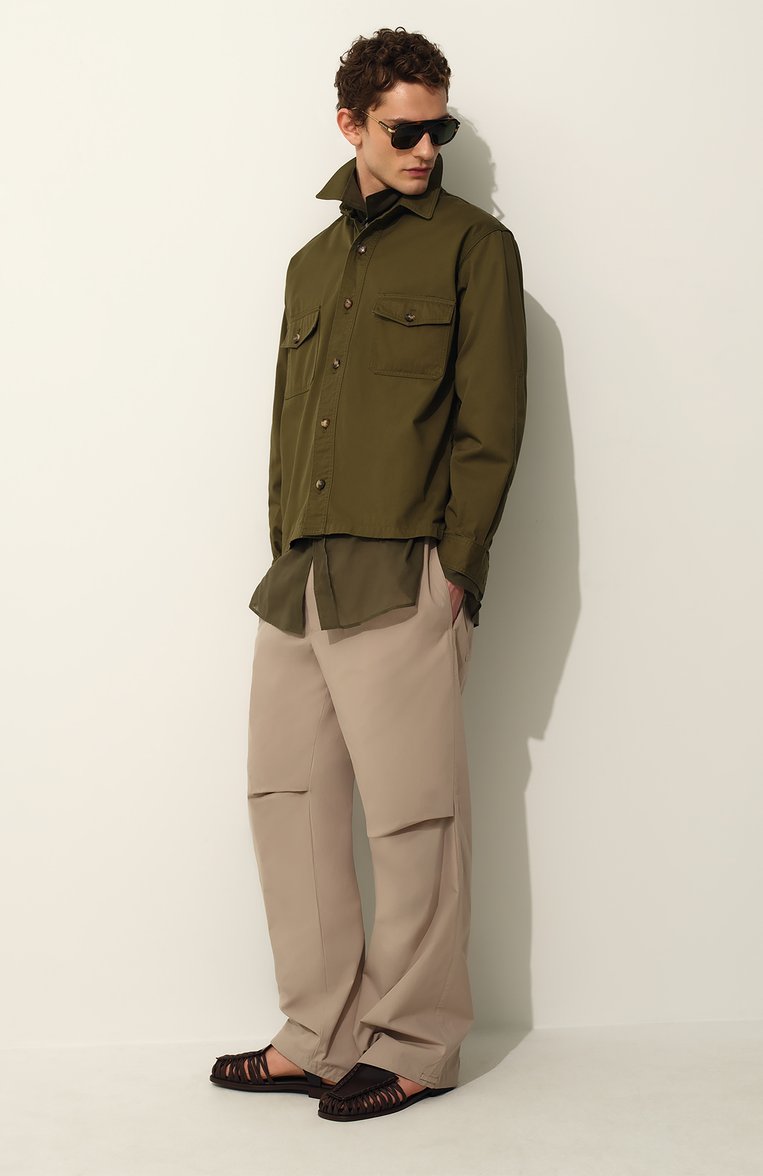 Мужская хлопковая рубашка DRIES VAN NOTEN хаки цвета, арт. 251-020721-1160 | Фото 7 (Длина (для топов): Удлиненные; Материал внешний: Хлопок; Рукава: Длинные; Случай: Повседневный; Воротник: Кент; Манжеты: На пуговицах; Стили: Милитари, Гранж; Принт: Однотонные; Автоматизация состава: Проставлено; Автоматизация ТО: Проставлено)