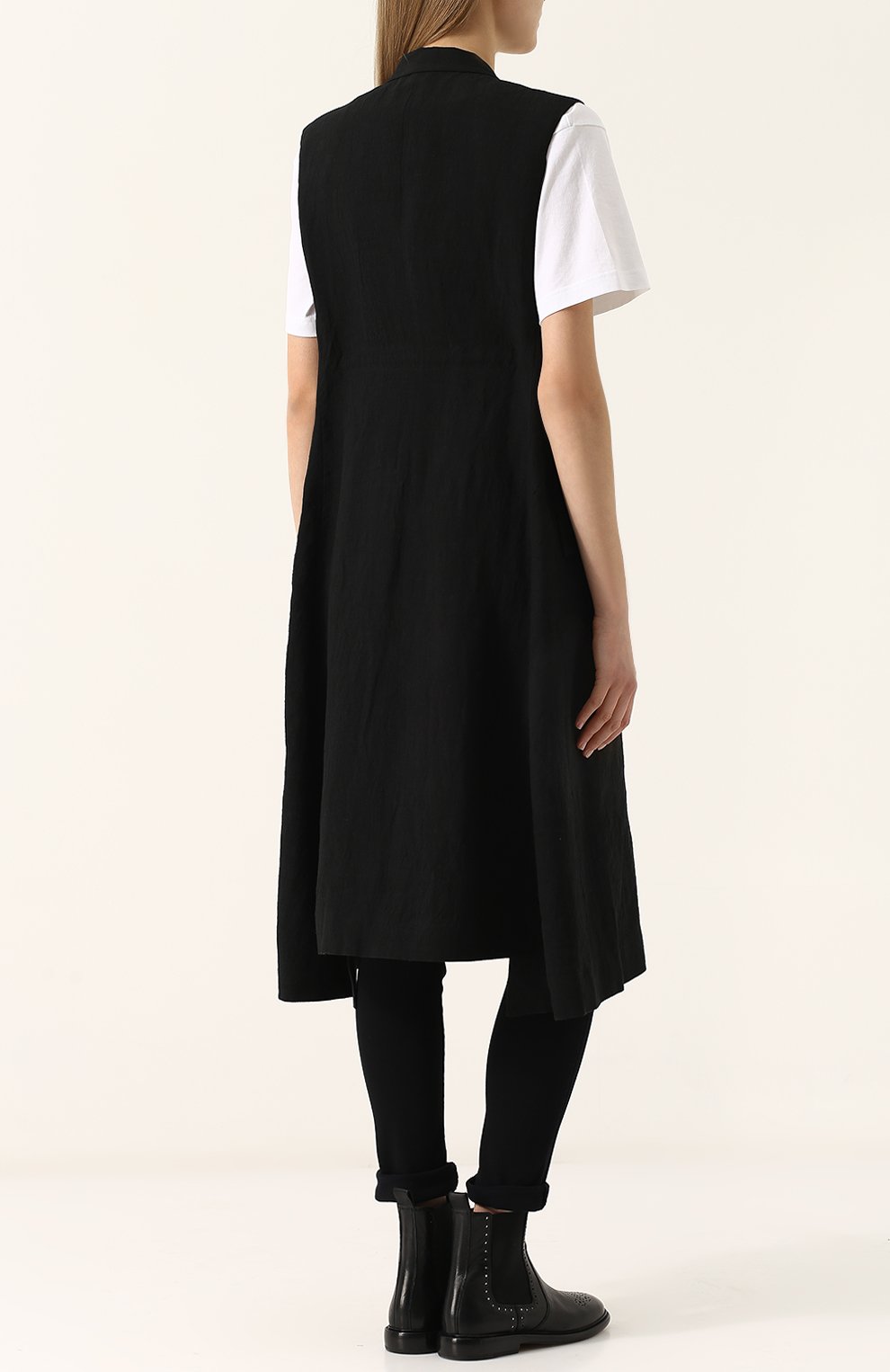 Удлиненный льняной жилет YOHJI YAMAMOTO, арт. FE-J52-300, фото 4