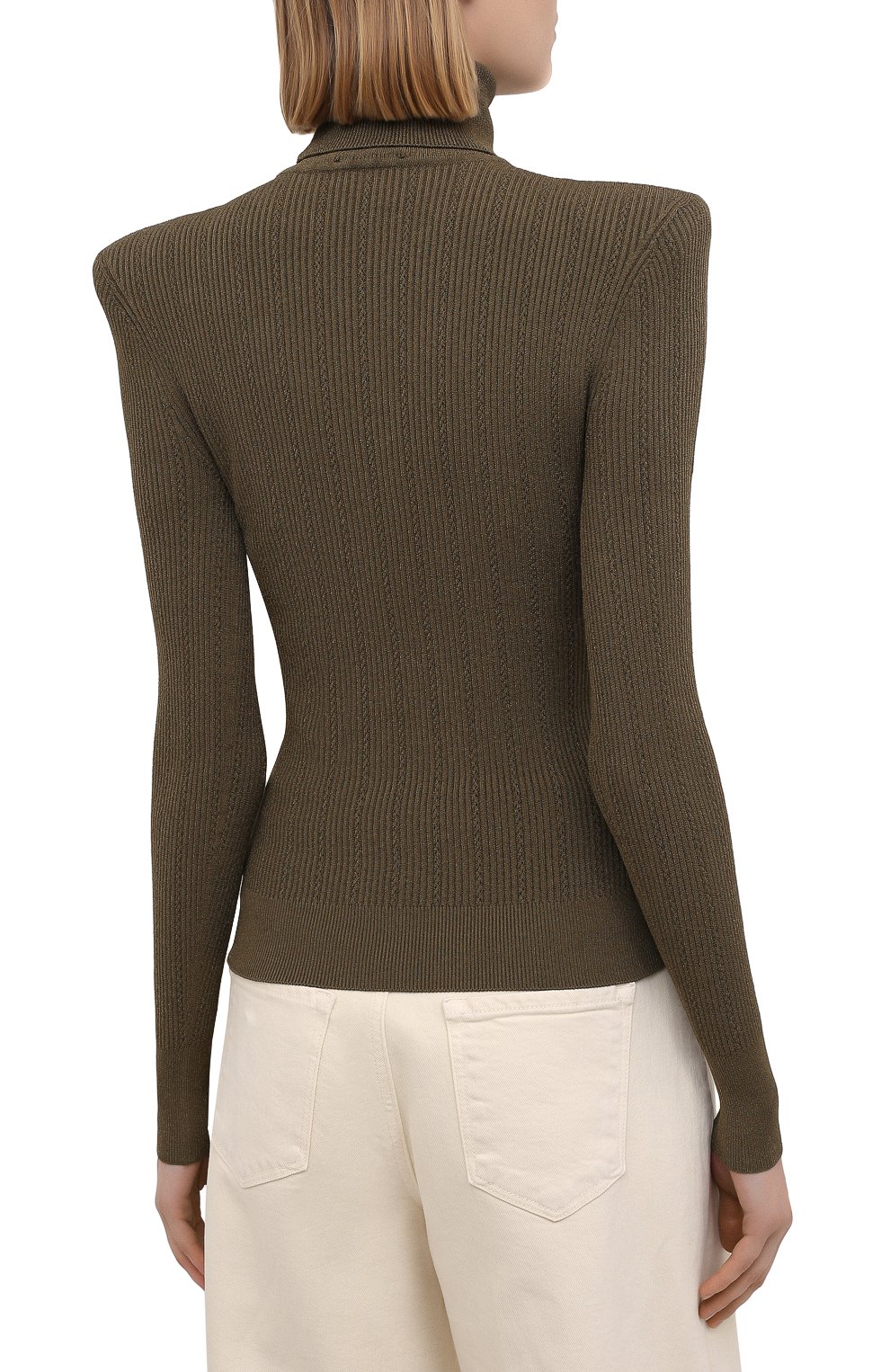 Водолазка из вискозы BALMAIN хаки цвета по цене 118500 руб., арт. VF13251/K211, фото 4 Водолазка из вискозы BALMAIN, арт. VF13251/K211, фото 4