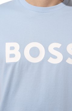 Мужская хлопковая футболка BOSS светло-голубого цвета, арт. 50495742 | Фото 5 (Материал сплава: Проставлено; Длина (для топов): Стандартные; Рукава: Короткие; Материал внешний: Хлопок; Драгоценные камни: Проставлено; Принт: С принтом; Стили: Кэжуэл; Кросс-КТ: Джерси; Мужское Кросс-КТ: Футболка-одежда)