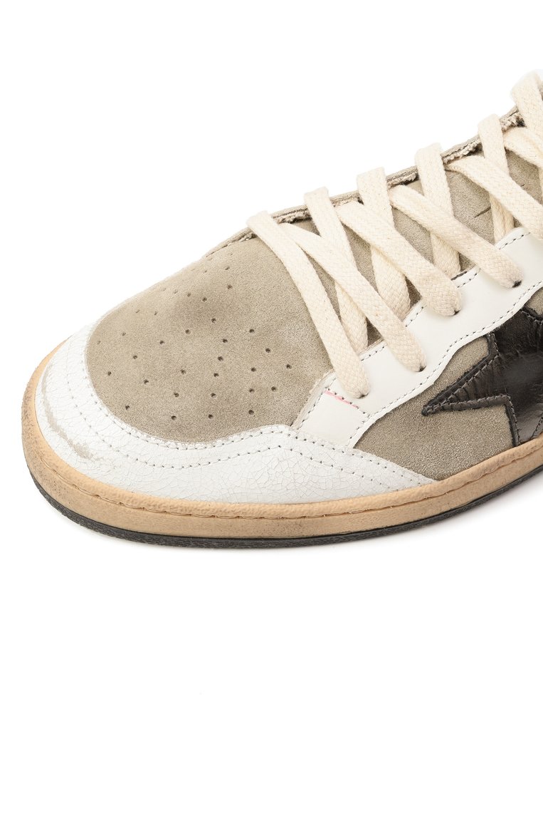 Мужские замшевые кеды ball star GOLDEN GOOSE DELUXE BRAND темно-бежевого цвета, арт. GMF00117.F006796 | Фото 7 (Материал внутренний: Текстиль; Подошва: Массивная; Материал внешний: Натуральная кожа, Замша; Материал утеплителя: Без утеплителя; Стили: Классический; Кросс-КТ: Низкие)
