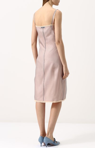 Платье-комбинация с кружевной отделкой PRADA кремового цвета по цене 92000 руб., арт. P35Y8-1QJ7-F0359, фото 4 Платье-комбинация с кружевной отделкой PRADA, арт. P35Y8-1QJ7-F0359, фото 4