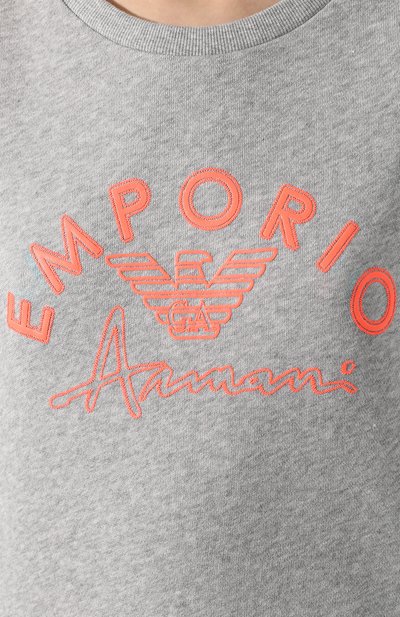 Хлопковый свитшот EMPORIO ARMANI серого цвета по цене 14100 руб., арт. 164320/0P287, фото 5 Хлопковый свитшот EMPORIO ARMANI, арт. 164320/0P287, фото 5