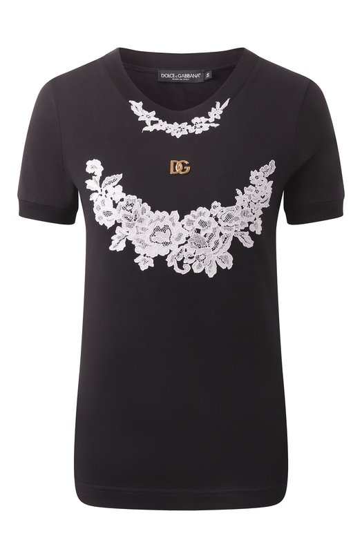 Хлопковая футболка Dolce & Gabbana F8N08T/GDCTJ Чёрный F8N08T/GDCTJ