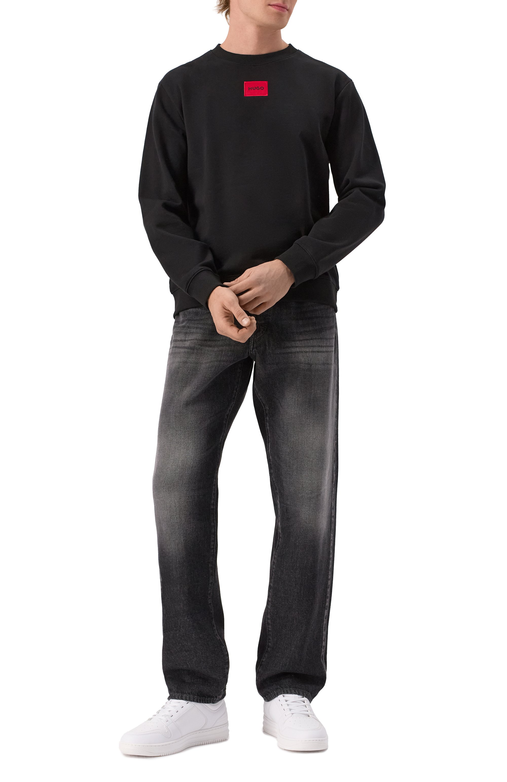 Хлопковый свитшот HUGO черного цвета по цене 12500 руб., арт. 50447964, фото 2 Хлопковый свитшот HUGO, арт. 50447964, фото 2