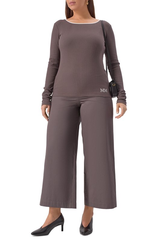 Хлопковый пуловер Max Mara Leisure PARC0 Коричневый  PARC0 Фото 2
