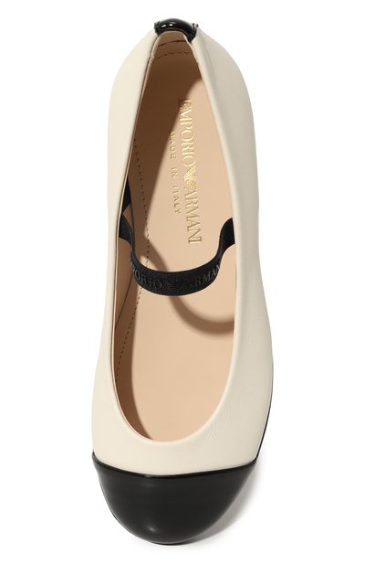 Кожаные балетки EMPORIO ARMANI кремового цвета по цене 32950 руб., арт. XXD022/XCC80, фото 4 Кожаные балетки EMPORIO ARMANI, арт. XXD022/XCC80, фото 4