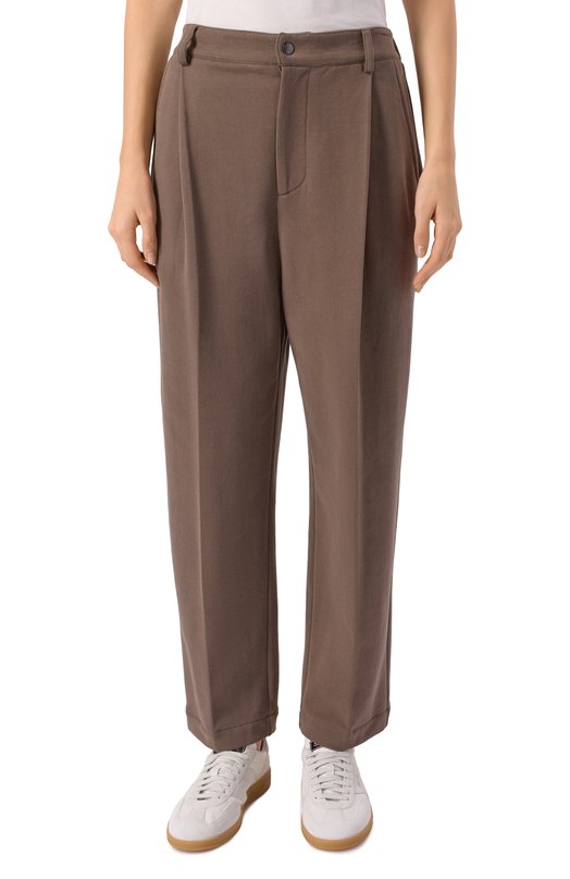Хлопковые брюки Brunello Cucinelli MN05NSP799 Коричневый  MN05NSP799 Фото 3