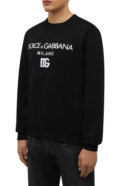 Хлопковый свитшот DOLCE & GABBANA черного цвета по цене 72950 руб., арт. G9WI3Z/FU7DU, фото 3 Хлопковый свитшот DOLCE & GABBANA, арт. G9WI3Z/FU7DU, фото 3