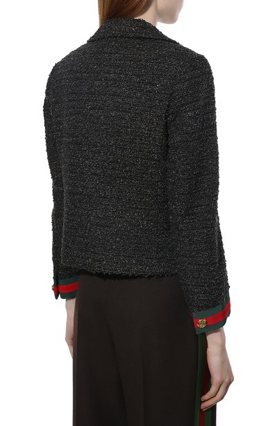 Двубортный жакет GUCCI темно-серого цвета по цене 285120 руб., арт. 674335/ZAHVT, фото 4 Двубортный жакет GUCCI, арт. 674335/ZAHVT, фото 4