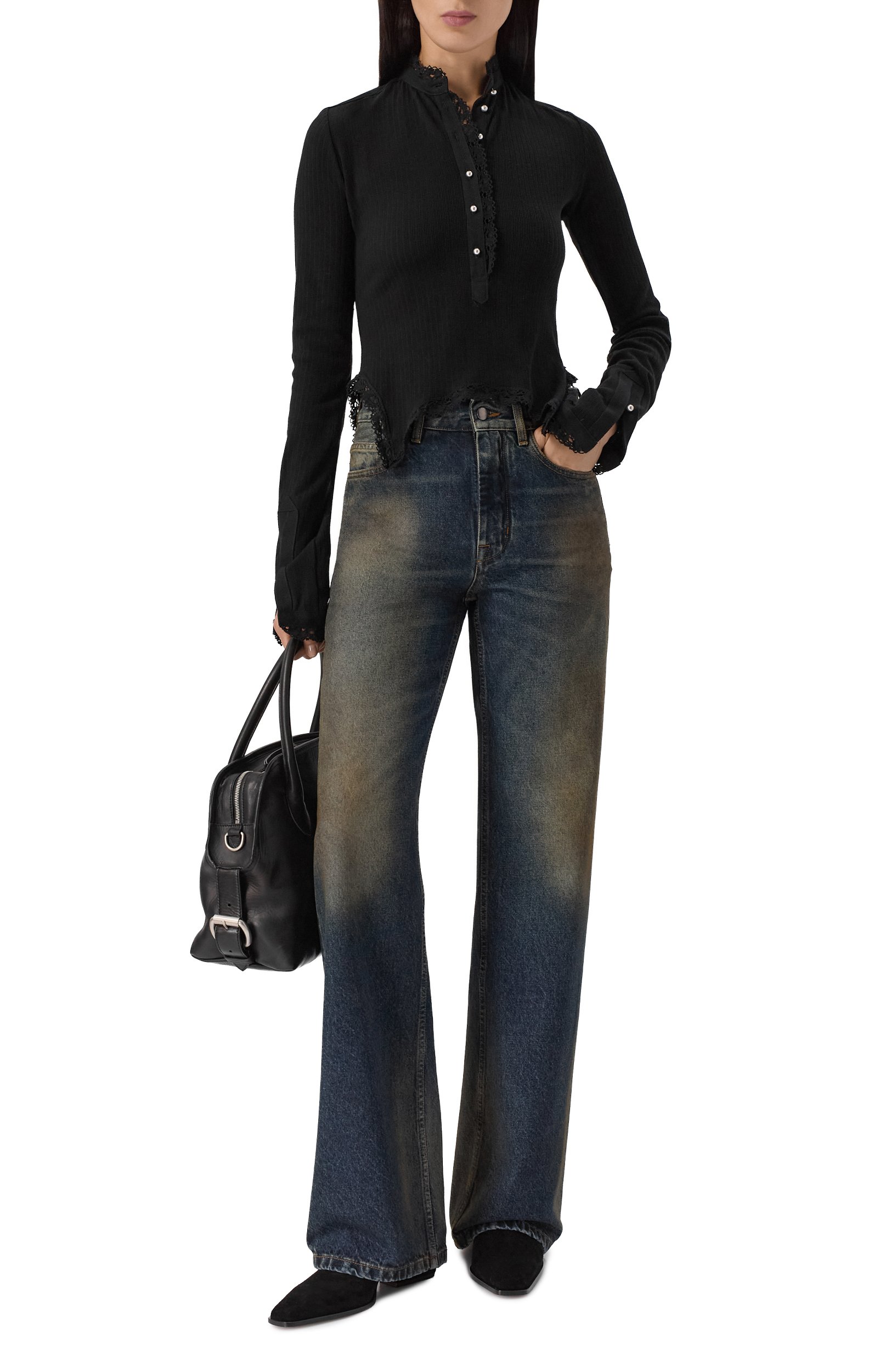 Хлопковый топ ANN DEMEULEMEESTER черного цвета по цене 84550 руб., арт. B0014521/FA766, фото 2 Хлопковый топ ANN DEMEULEMEESTER, арт. B0014521/FA766, фото 2