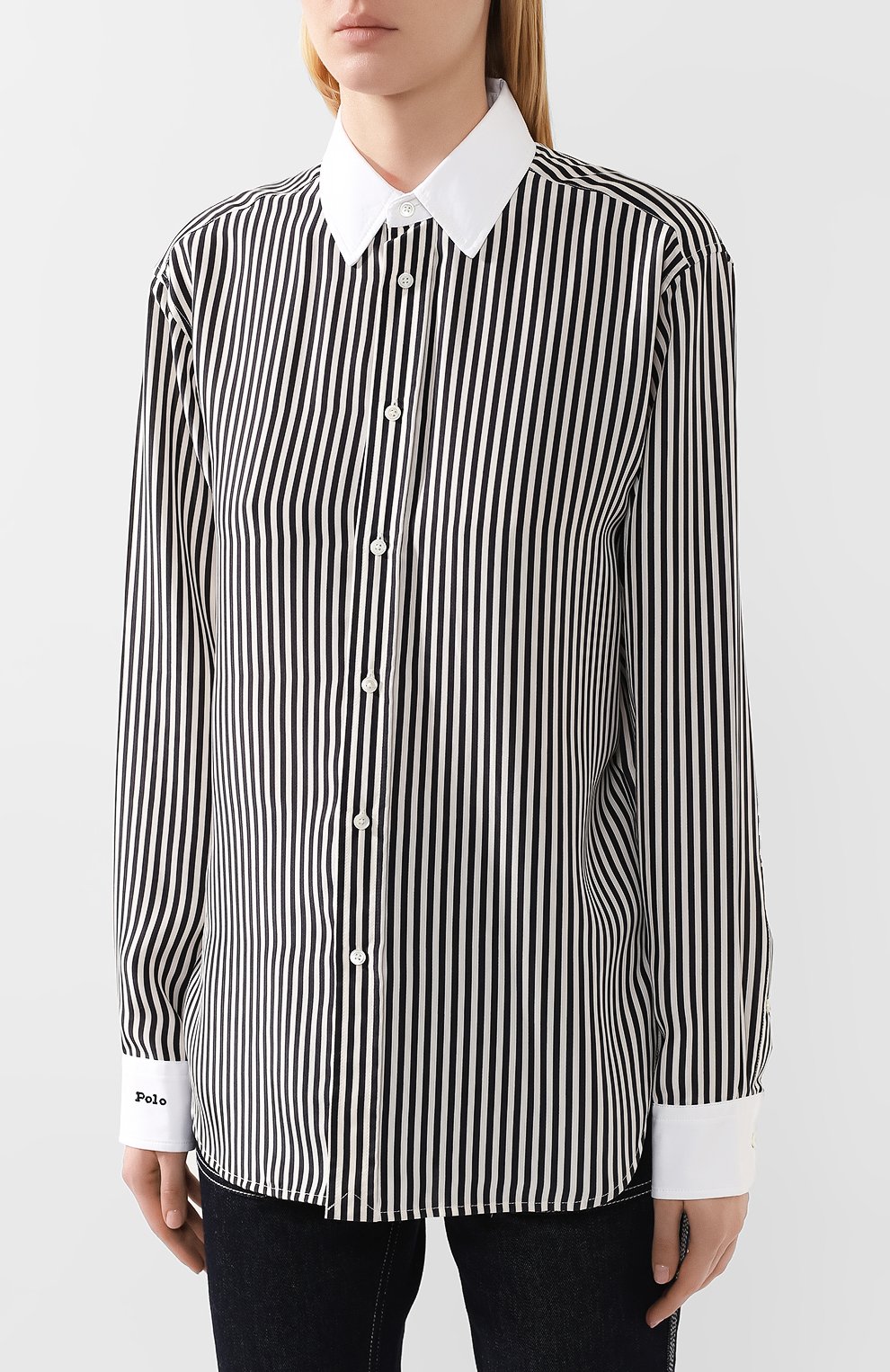 Шелковая рубашка POLO RALPH LAUREN черно-белого цвета по цене 21950 руб., арт. 211774723, фото 3 Шелковая рубашка POLO RALPH LAUREN, арт. 211774723, фото 3