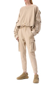 Женские хлопковые джоггеры-карго DSQUARED2 бежевого цвета, арт. S75KB0481/S25539 | Фото 2 (Длина (брюки, джинсы): Стандартные; Материал внешний: Хлопок; Женское Кросс-КТ: Брюки-одежда, Джоггеры - брюки; Стили: Спорт-шик)