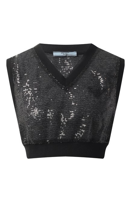 Женский топ с отделкой пайетками PRADA, арт. P948IR-1Z4T-F0002