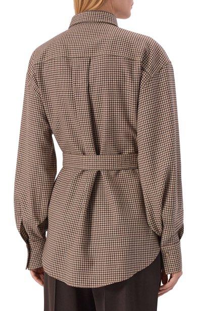 Шерстяная рубашка BRUNELLO CUCINELLI коричневого цвета по цене 250500 руб., арт. MB149MQ206, фото 4 Шерстяная рубашка BRUNELLO CUCINELLI, арт. MB149MQ206, фото 4