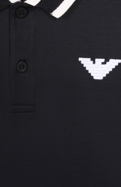 Поло из лиоцелла и хлопка EMPORIO ARMANI темно-синего цвета по цене 13000 руб., арт. EB000910/AF10127, фото 3 Поло из лиоцелла и хлопка EMPORIO ARMANI, арт. EB000910/AF10127, фото 3