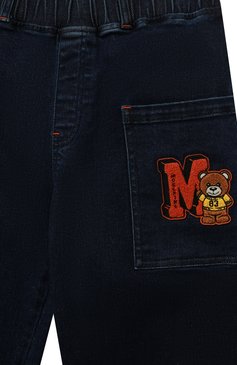 Детские джинсы MOSCHINO темно-синего цвета, арт. HUP05B/LXE31/4A-8A | Фото 3 (Материал внешний: Хлопок; Детали: Однотонный; Нос: Не проставлено; Региональные ограничения белый список (Axapta Mercury): Не проставлено)