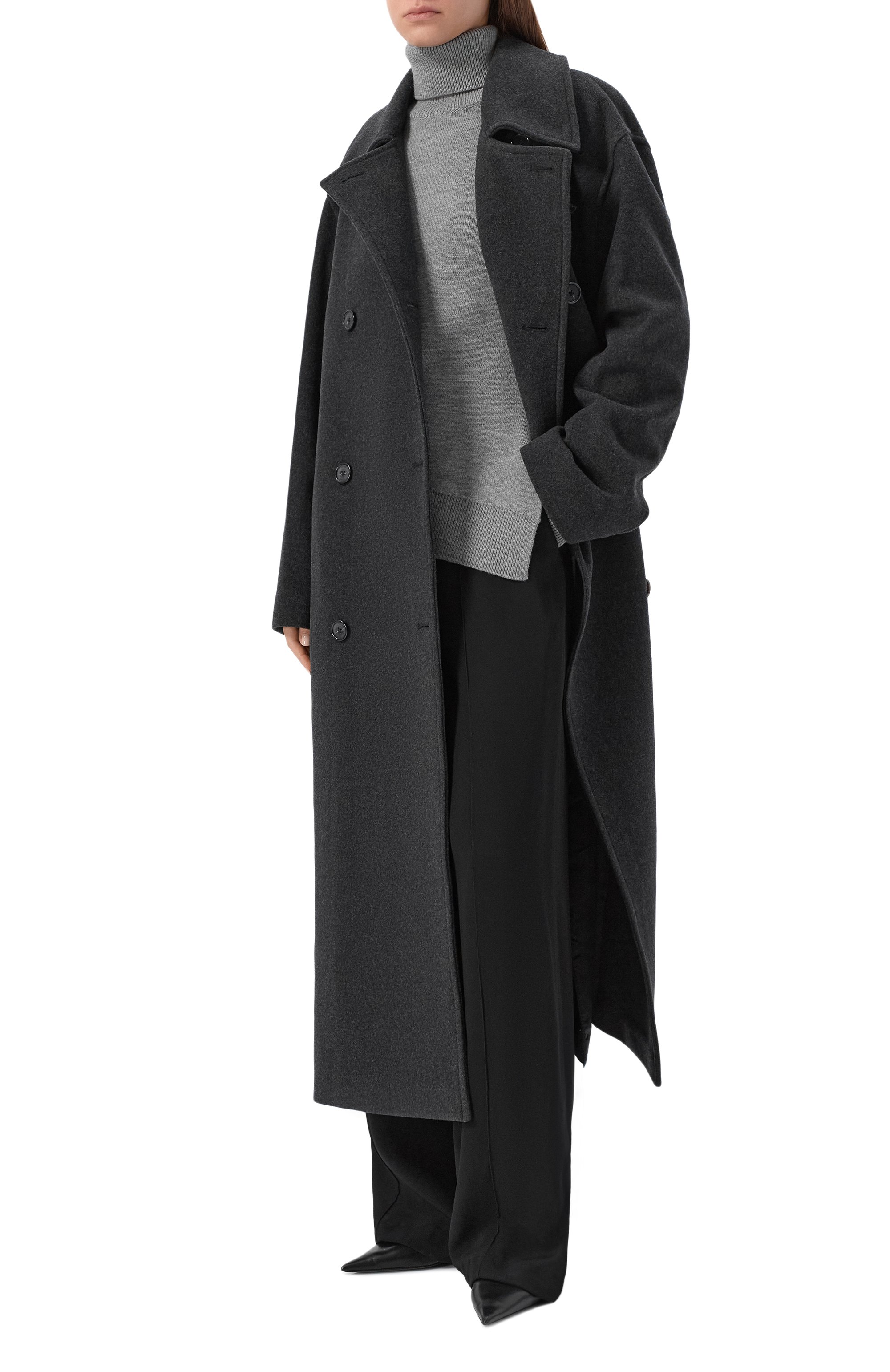 Пальто из шерсти и кашемира TOTEME серого цвета по цене 185000 руб., арт. 254-WR00231-FB0532, фото 2 Пальто из шерсти и кашемира TOTEME, арт. 254-WR00231-FB0532, фото 2