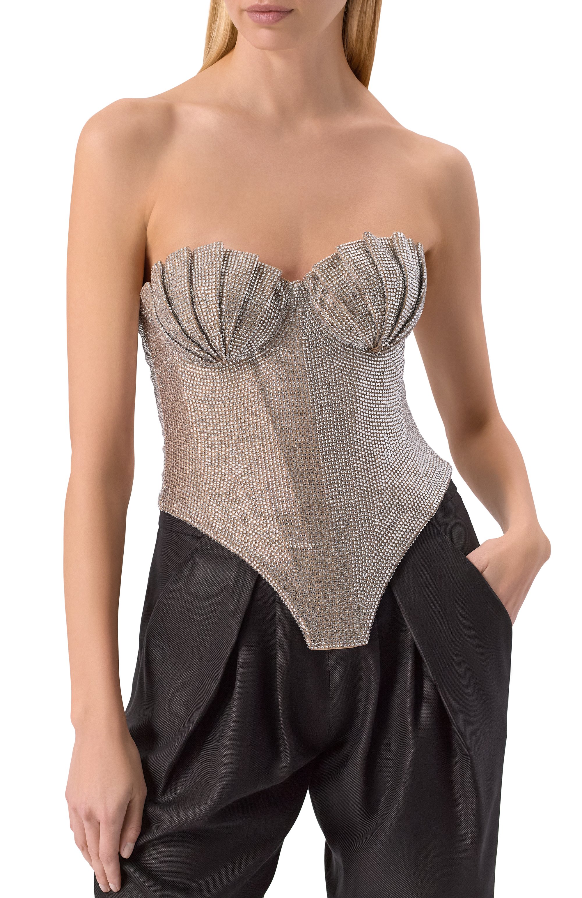 Топ-корсет с отделкой стразами GIUSEPPE DI MORABITO, арт. 05FW2T370FC 05212, фото 3