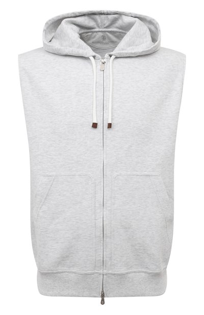 Хлопковый жилет BRUNELLO CUCINELLI светло-серого цвета по цене 84750 руб., арт. M0T35B2281, фото 1 Хлопковый жилет BRUNELLO CUCINELLI, арт. M0T35B2281, фото 1