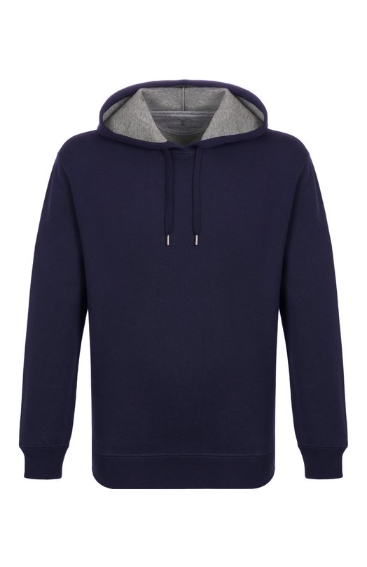 Худи из хлопка и кашемира Brunello Cucinelli MM8319021G Синий MM8319021G