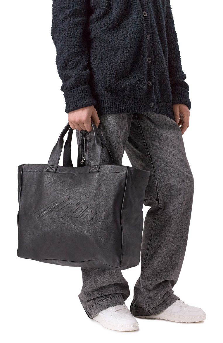 Мужская сумка-шопер icon new generation DSQUARED2 черного цвета, арт. SPW0101/01500001 | Фото 2 (Материал сплава: Проставлено; Материал: Натуральная кожа; Драгоценные камни: Проставлено; Размер: large)