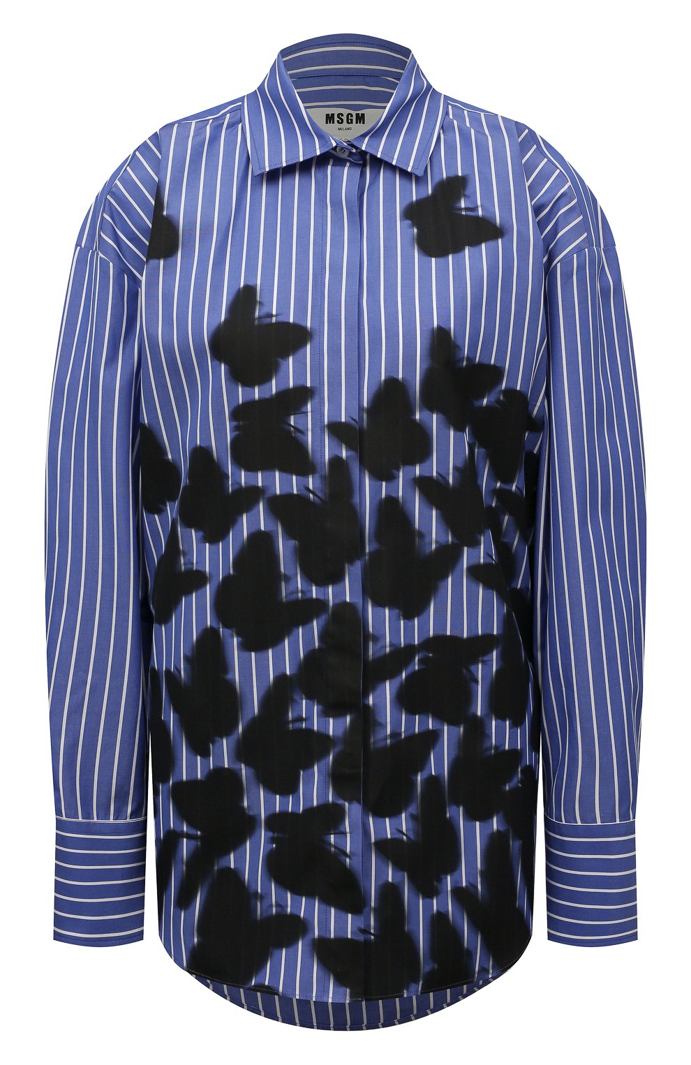 Хлопковая рубашка MSGM голубого цвета по цене 32300 руб., арт. 3341MDE22X 227502, фото 1 Хлопковая рубашка MSGM, арт. 3341MDE22X 227502, фото 1