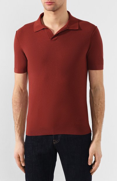 Хлопковое поло ZEGNA красного цвета по цене 58650 руб., арт. UUC96/C32, фото 3 Хлопковое поло ZEGNA, арт. UUC96/C32, фото 3