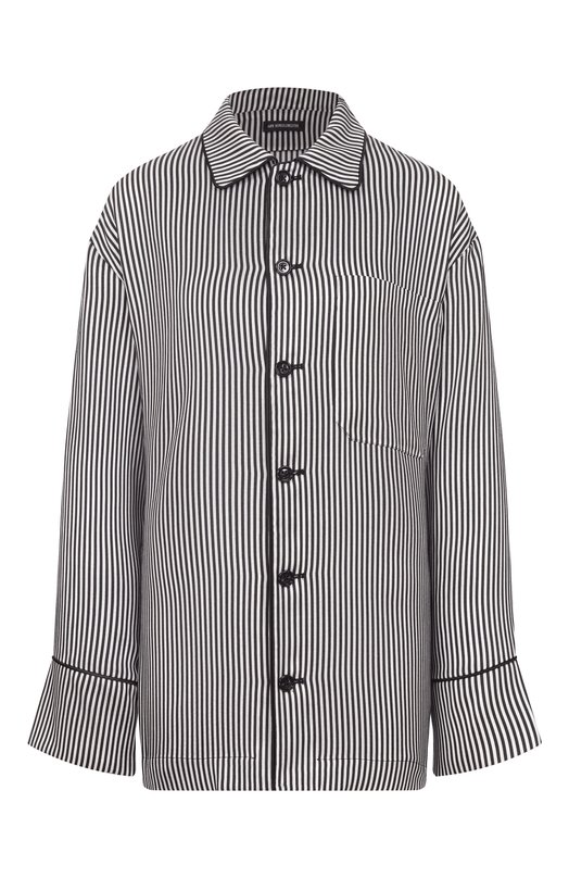 Рубашка из лиоцелла и шелка Ann Demeulemeester B0014007/FA737 Чёрно-белый B0014007/FA737