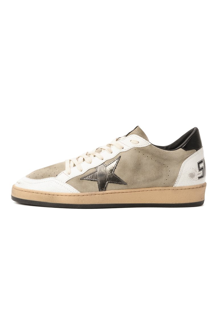 Мужские замшевые кеды ball star GOLDEN GOOSE DELUXE BRAND темно-бежевого цвета, арт. GMF00117.F006796 | Фото 4 (Материал внутренний: Текстиль; Подошва: Массивная; Материал внешний: Натуральная кожа, Замша; Материал утеплителя: Без утеплителя; Стили: Классический; Кросс-КТ: Низкие)