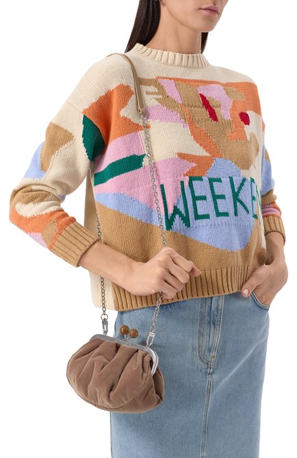 Женская сумка pasticcino small WEEKEND MAX MARA светло-коричневого цвета, арт. VESPA | Фото 2 (Драгоценные камни: Проставлено; Материал: Текстиль; Ремень/цепочка: На ремешке; Размер: small; Материал сплава: Проставлено)