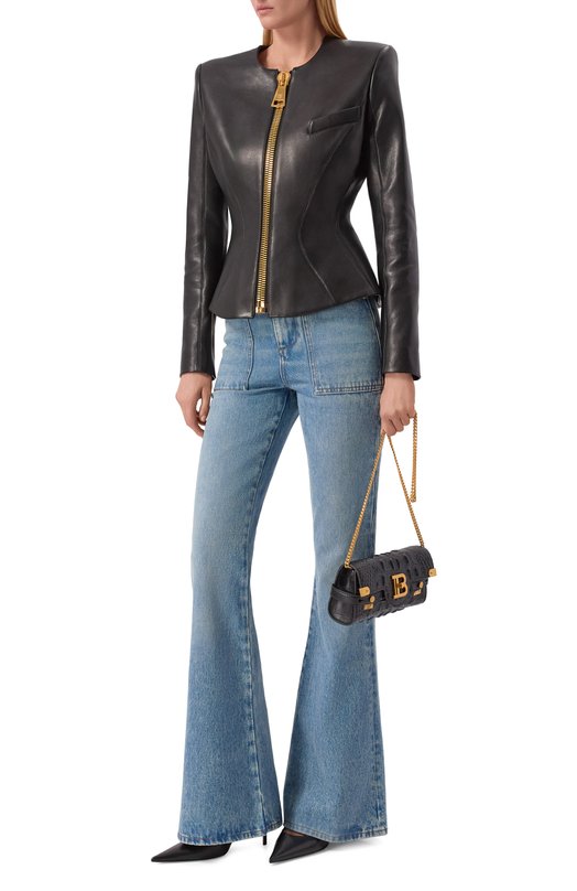 Кожаная куртка Balmain FF0SK691/LC62 Чёрный  FF0SK691/LC62 Фото 2