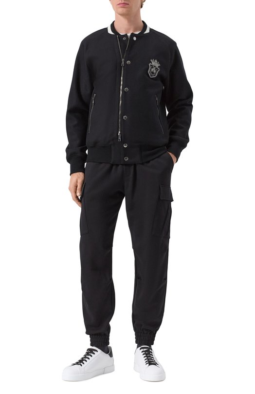 Шерстяной бомбер Dolce & Gabbana G9BIAZ/FU2RC Чёрный  G9BIAZ/FU2RC Фото 2