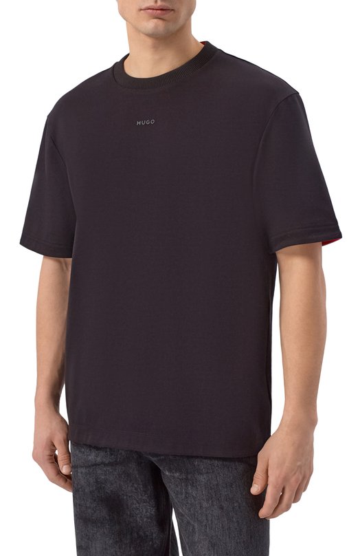 Хлопковая футболка HUGO 50554468 Чёрный  50554468 Фото 3