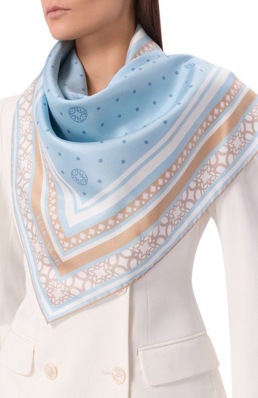 Шелковый платок Elie Saab 710010141 Голубой  710010141 Фото 2