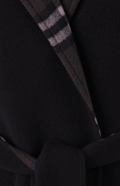 Женское двустороннее пальто BURBERRY черного цвета, арт. 8093827 | Фото 6 (Материал сплава: Проставлено; Рукава: Длинные; Длина (верхняя одежда): До колена; Драгоценные камни: Проставлено; Материал внешний: Шерсть; 1-2-бортные: Однобортные; Стили: Классический)