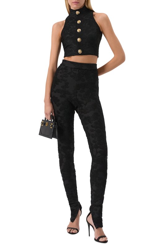 Топ из вискозы Balmain FF1AB495/JK65 Чёрный  FF1AB495/JK65 Фото 2