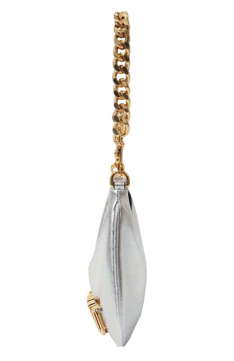 Женская сумка MOSCHINO серебряного цвета, арт. 2317 A7511/8011 | Фото 4 (Сумки-технические: Сумки top-handle; Материал: Натуральная кожа; Материал сплава: Проставлено; Размер: mini; Драгоценные камни: Проставлено)