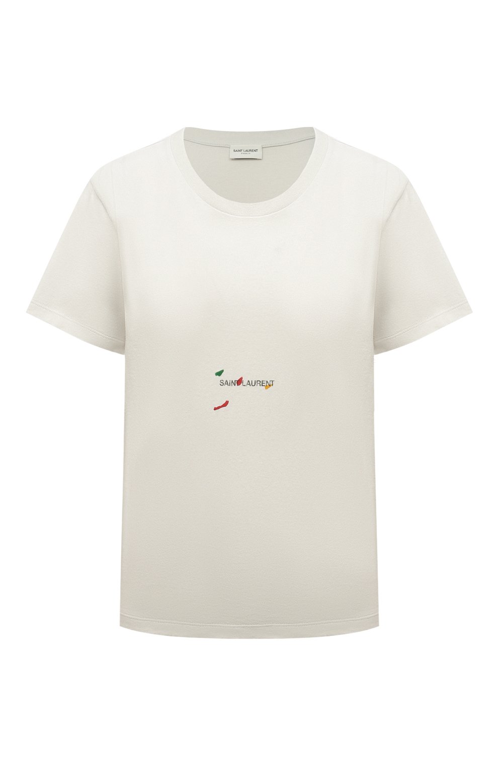 Хлопковая футболка SAINT LAURENT белого цвета по цене 38250 руб., арт. 686229/Y36QP, фото 1 Хлопковая футболка SAINT LAURENT, арт. 686229/Y36QP, фото 1
