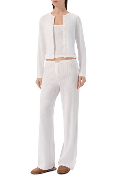 Хлопковые брюки SPORTY AND RICH белого цвета по цене 20750 руб., арт. PA06876326WH01, фото 2 Хлопковые брюки SPORTY AND RICH, арт. PA06876326WH01, фото 2